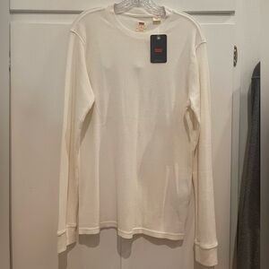 Levi's Men's Waffle Knit White/ Cream Long Sleeve Tee